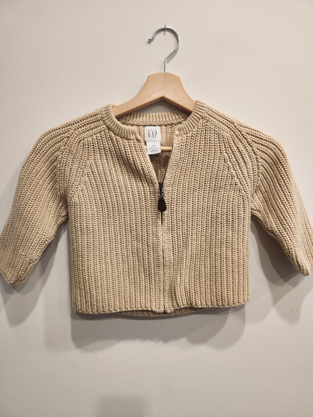 GAP Cream Zip-Front Chunky Knit Cardigan